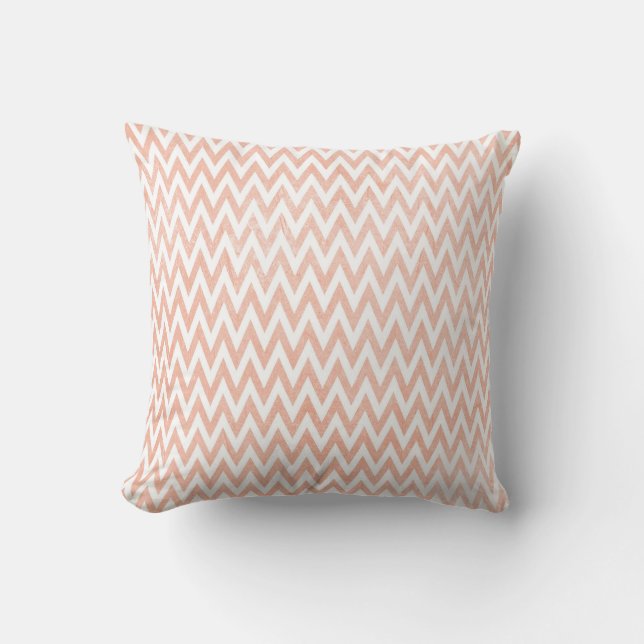 Almofada Fitas de Coral e Chevron Branco Zigzag (Frente)