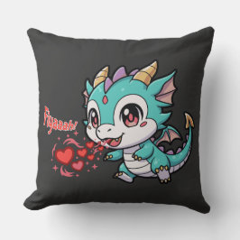 Almofada Fiyaaah Cute Baby Dragon Chibi Anime Kawaii Heart