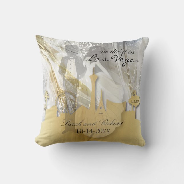 Almofada Fizemo-lo em Vegas Wedding Keepsasasakoss (Frente)