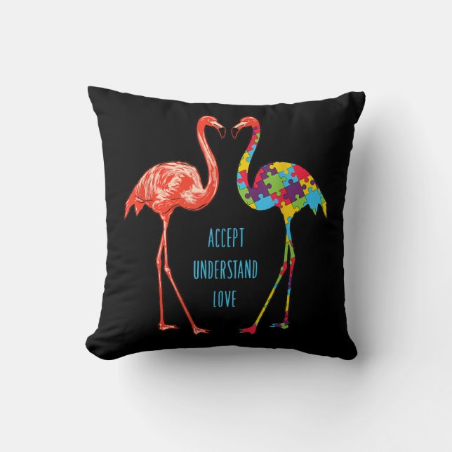 Almofada Flamingo | Aceitar Autismo Do Amor Flamingo (Frente)