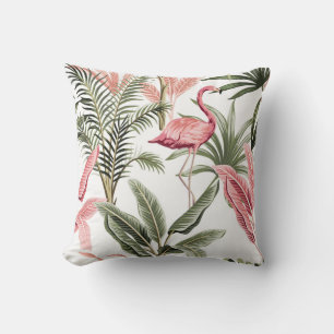 Almofada Flamingo, bananeiras e galáxias, cor-de-rosa, trop