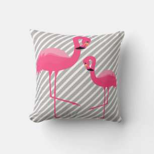 Almofada FLAMINGO Cinza branca, cor-de-rosa preto