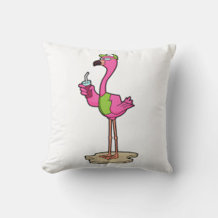Almofada Flamingo com óculos de sol e Boné