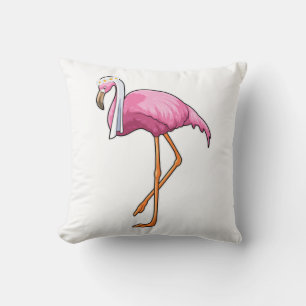Almofada Flamingo como Noiva com Véu