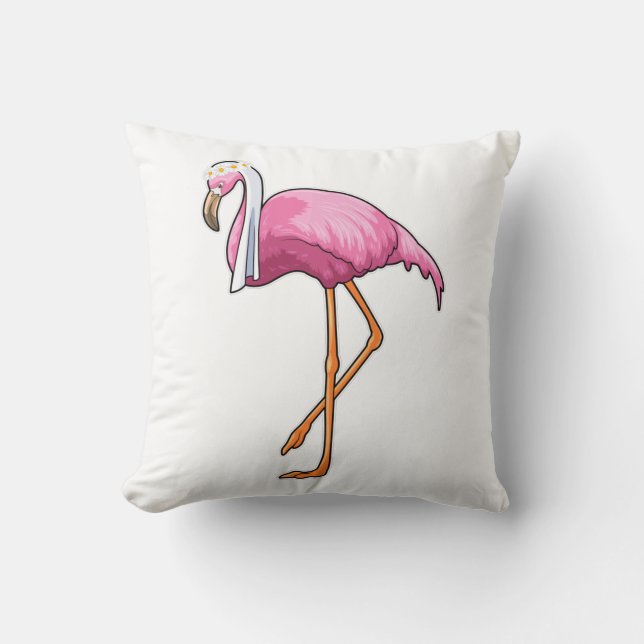 Almofada Flamingo como Noiva com Véu (Frente)