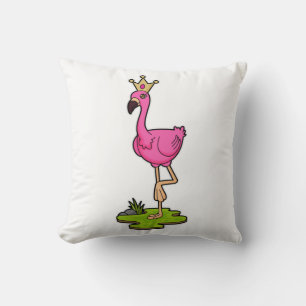 Almofada Flamingo como Princesa com Coroa