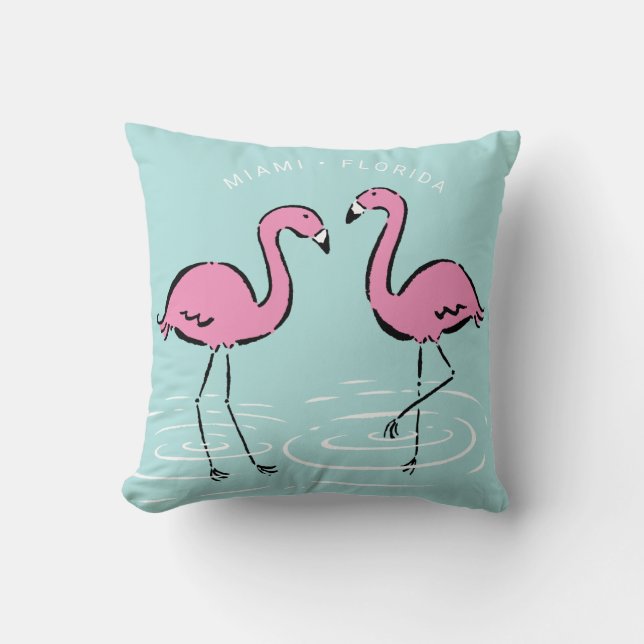 Almofada Flamingo cor-de-rosa personalizado (Frente)