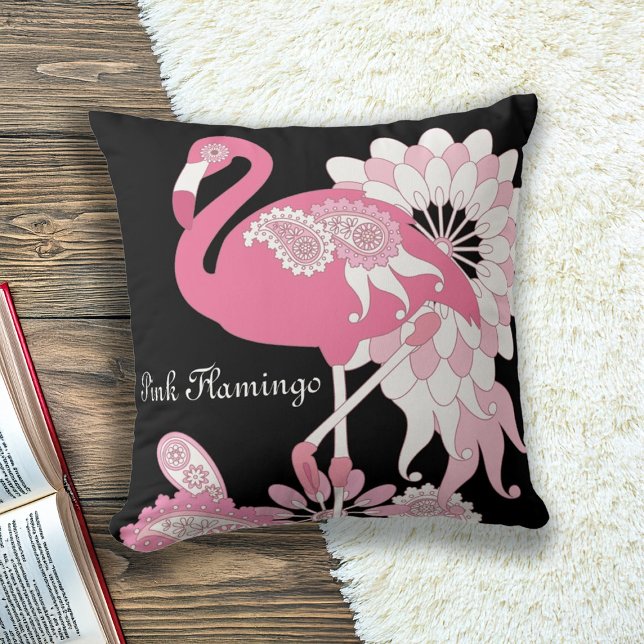 Almofada Flamingo Cor-de-rosa preto personalizado (Criador carregado)