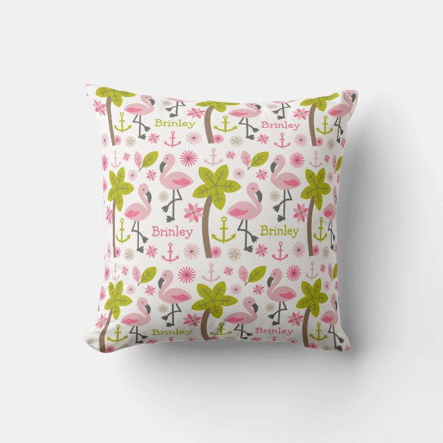 Almofada Flamingo cor-de-rosa travesseiro personalizado (Frente)