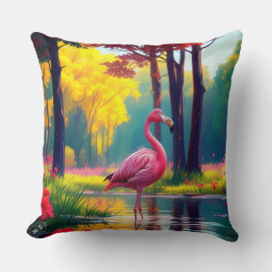 Almofada Flamingo em Pé no Lago-36547