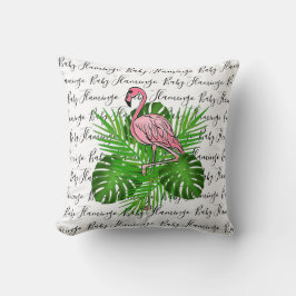 Almofada Flamingo, flamingo rosa, folhas tropicais da selva