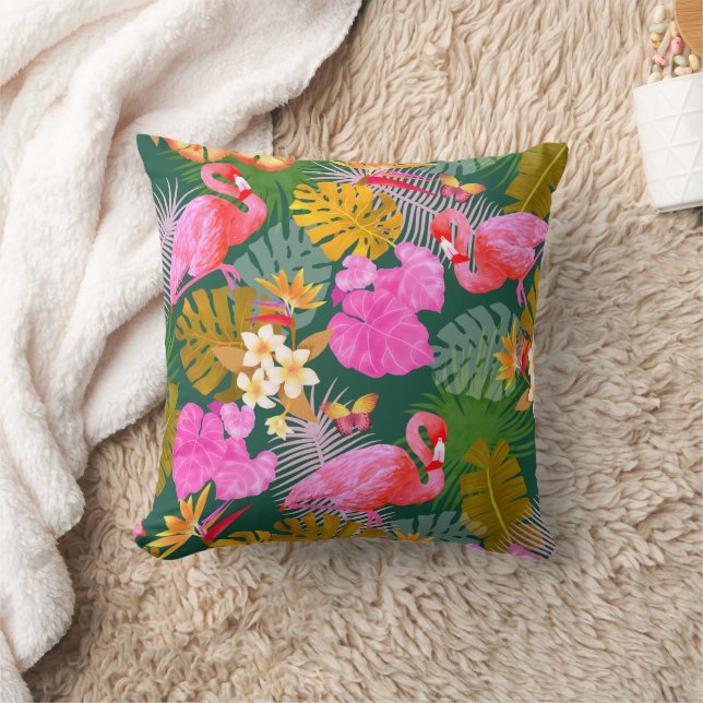Almofada Flamingo Garden Dark Green (Cobertor)