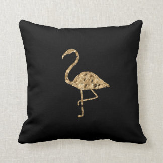 Almofada Flamingo metálico Dourado em preto