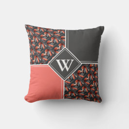 Almofada FLAMINGO Monograma Personalizado Coral Cinza