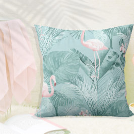 Almofada Flamingo Orchid Tropical Pattern Teal ID868