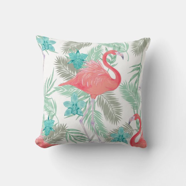 Almofada Flamingo, orquídea: padrão de safra romântico. (Frente)