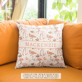 Almofada Flamingo Pattern Pink Coral Name