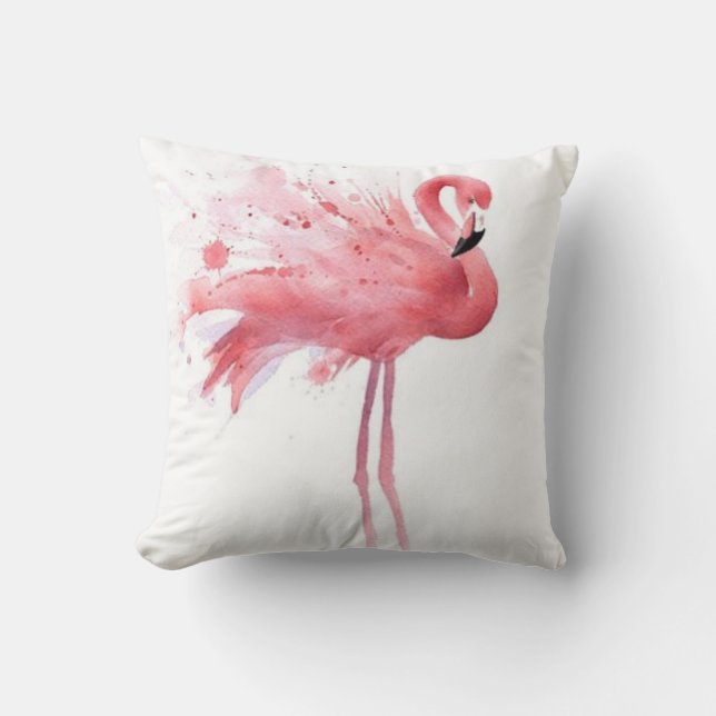 Almofada Flamingo Rosa - Branco (Frente)