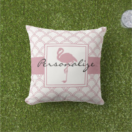 Almofada Flamingo Rosa com Padrão de Onda Art Déco Personal