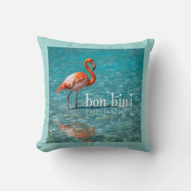 Almofada Flamingo rosa das ilhas abc (Frente)