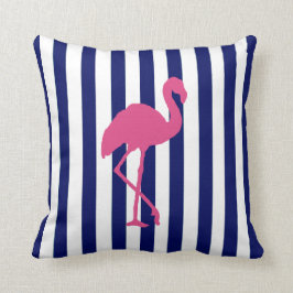 Almofada Flamingo rosa e Marinho Stripe