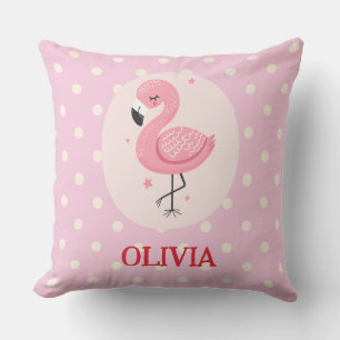 Almofada Flamingo Rosa Fofo com Pontos Polka