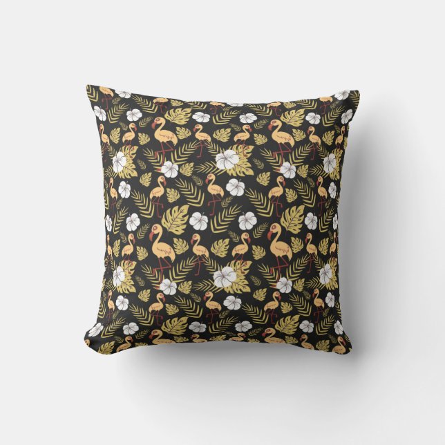 Almofada Flamingo seamless pattern yellow and white flowers (Frente)