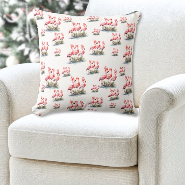 Almofada Flamingo Tropical Natal (Flamingo Tropical Christmas Throw Pillow )