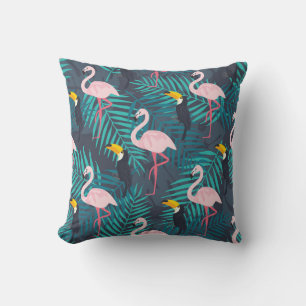 Almofada Flamingo, tucano: padrão das folhas tropicais