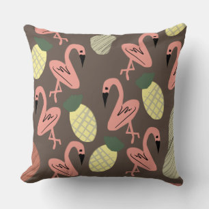 Almofada Flamingos Abacaxis Desenhos à Mão