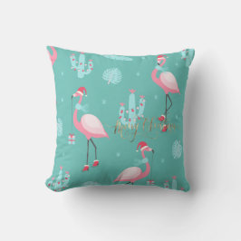 Almofada Flamingos Chapéu de Papai Noel Presentes Flocos de