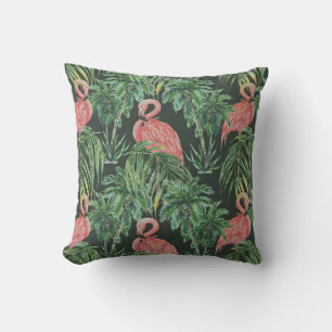 Almofada flamingos cor-de-água, pássaros exóticos, tropi