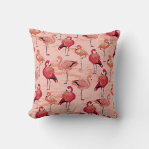 Almofada Flamingos cor-de-rosa: padrão tropical sem costura