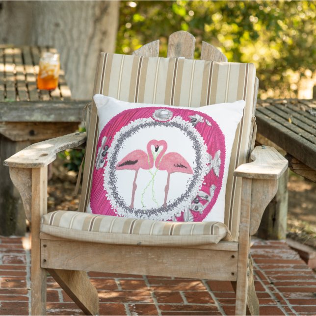 Almofada Flamingos de Natal cor-de-rosa Glam (Cadeira)