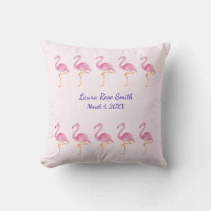 Almofada flamingos de recém-nascidos monogramados