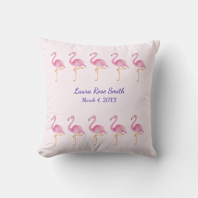 Almofada flamingos de recém-nascidos monogramados (Frente)