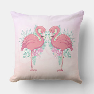 Almofada Flamingos e Flores Travesseiros Tropicais ao ar li