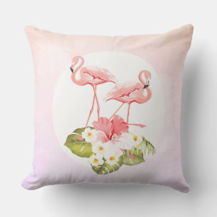 Almofada Flamingos e Flores Tropicais