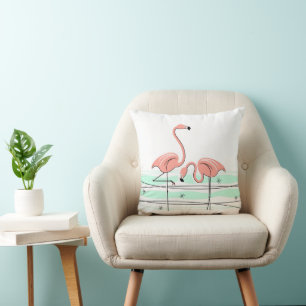 Almofada Flamingos Pair Coral check back Square