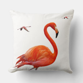 Almofada Flamingos Rosa Coral em Branco