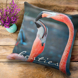 Almofada Flamingos rosa Fotografias Besties Script Bold Mod
