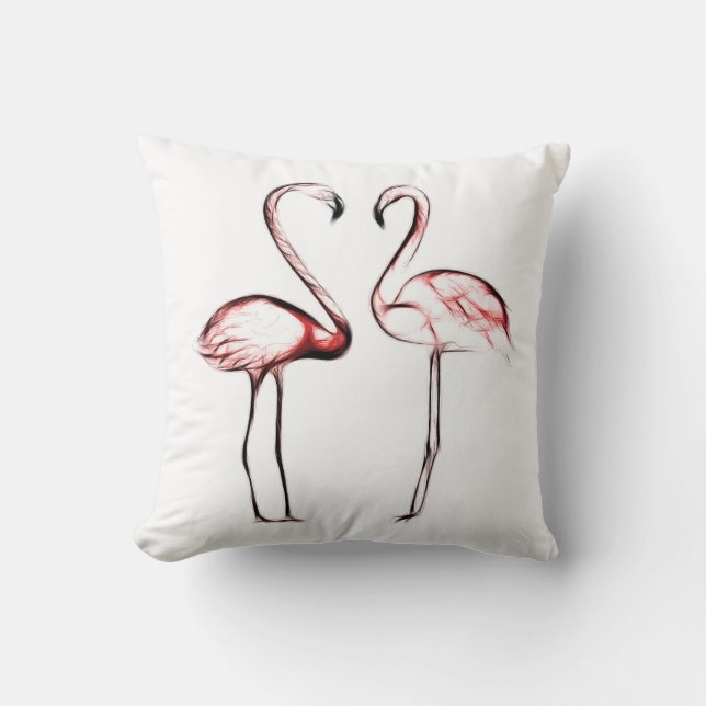 Almofada Flamingos Rosa Pêssego Flamingo Tropical (Frente)