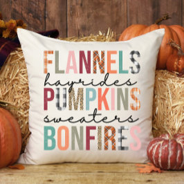 Almofada Flannels Hayrides Pumpkins Bonfire Xadrez Fall