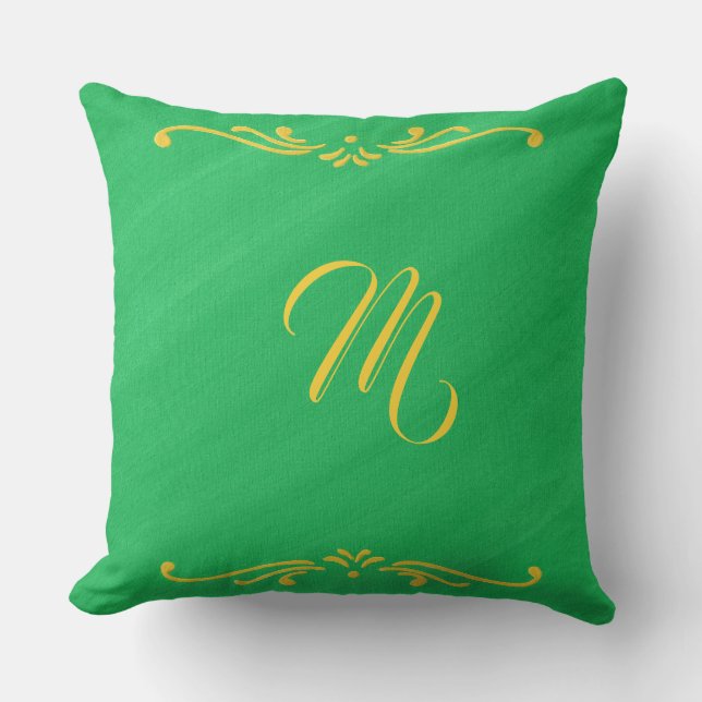 Almofada Fleur De Lis Amarelo e Monograma em Travesseiros V (Frente)