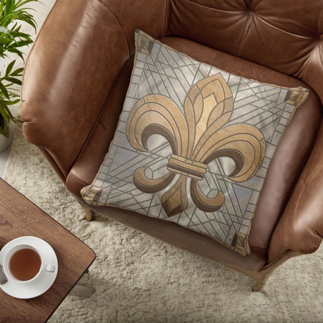 Almofada Fleur-de-lis - Arte do mosaico de vidro retido (Criador carregado)