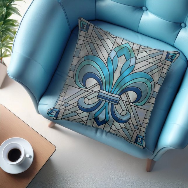 Almofada Fleur-de-lis - Arte do mosaico de vidro retido (Criador carregado)