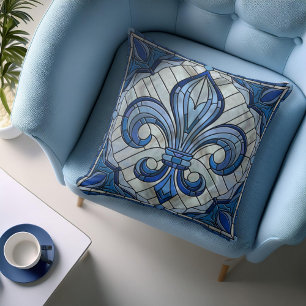 Almofada Fleur-de-lis - Arte do mosaico de vidro retido