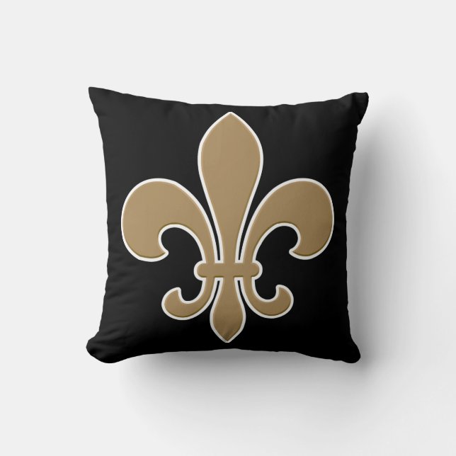 Almofada Fleur de Lis Dourado com contorno branco e preto (Frente)
