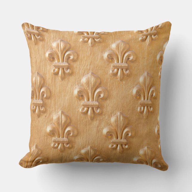 Almofada fleur de lis, madeira pintada a ouro, madeira de v (Frente)