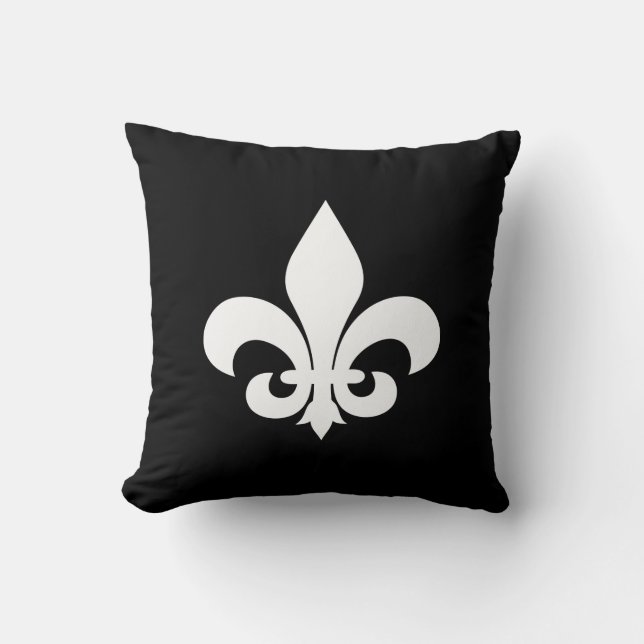 Almofada Fleur de Lis, preto e branco (Frente)